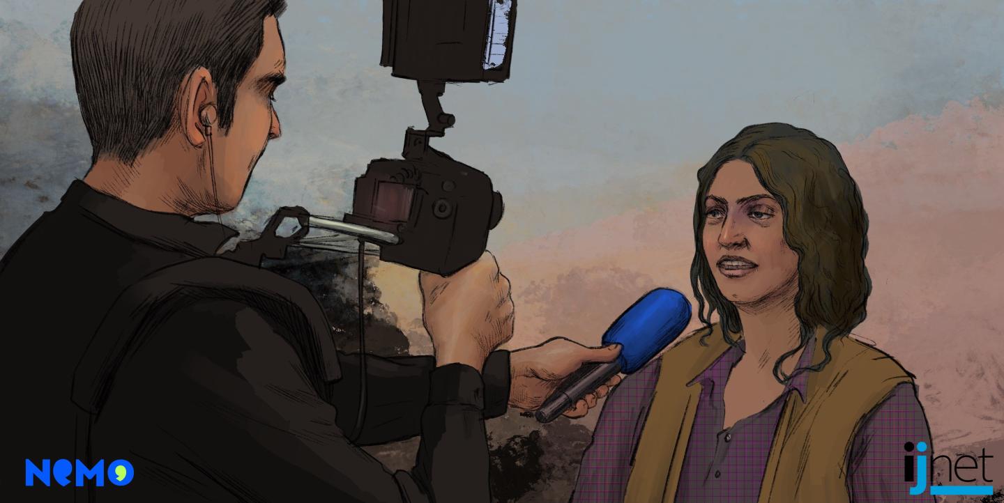 Homme interviewant une femme