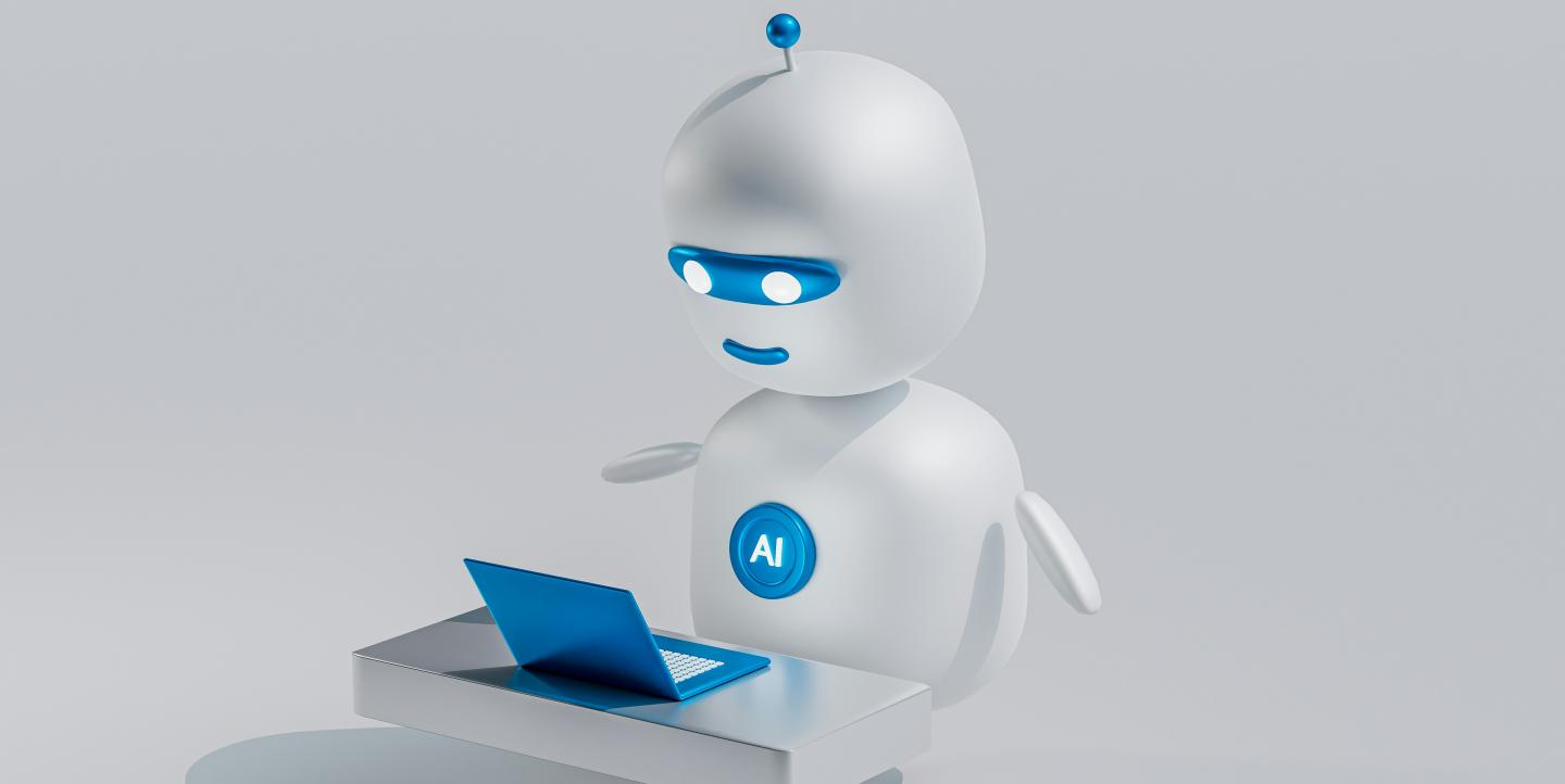 A little AI robot on a computer.