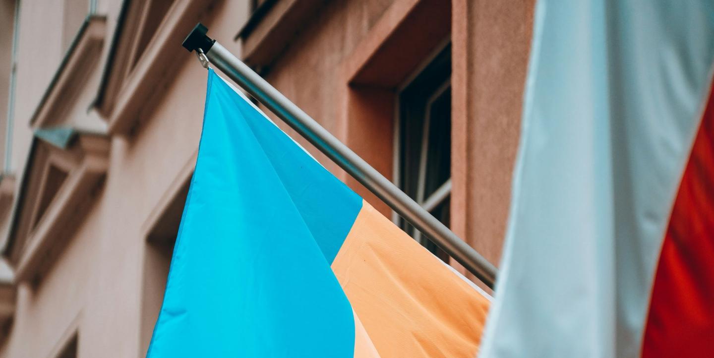 Ukrainian and Polish flags side by side