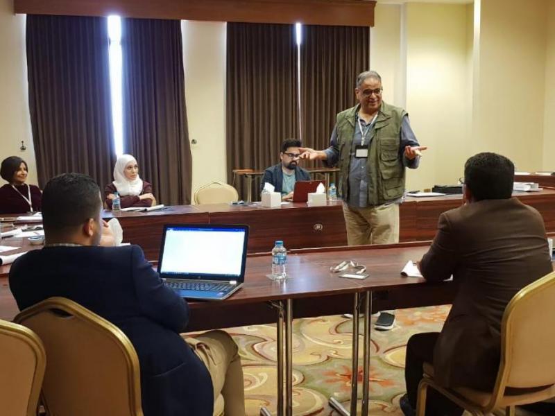 لقطة من تدريبات برنامج التوجيه للمبادرات الإعلاميّة العربية عام 2018
