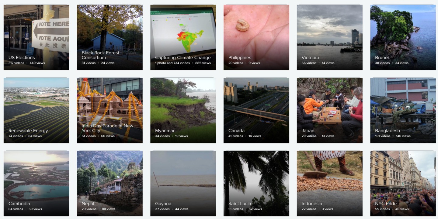 Iconos de diferentes videos en una pantalla