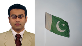 Muhammad Abu Bakar with Pakistan flag